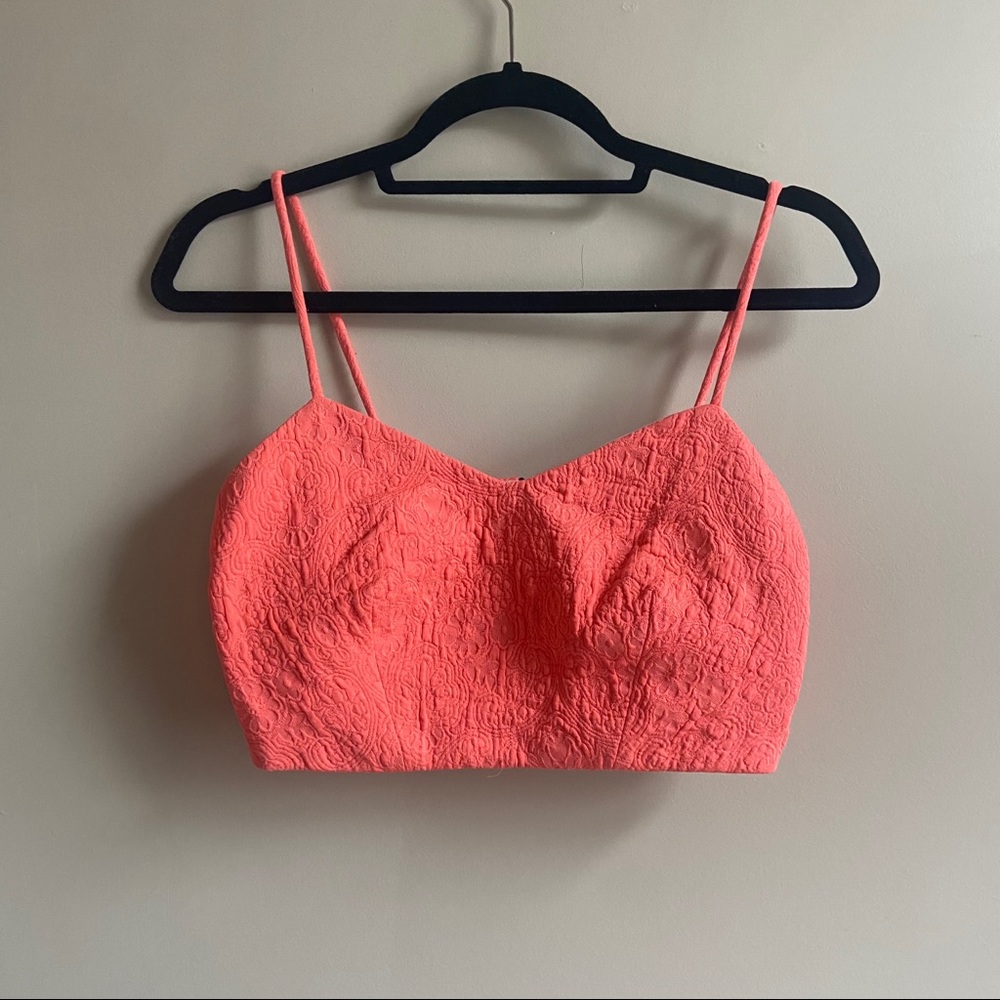 Top shop neon coral crop top